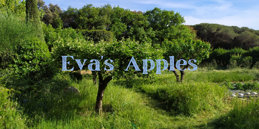 Apple Orchard Blue lettering