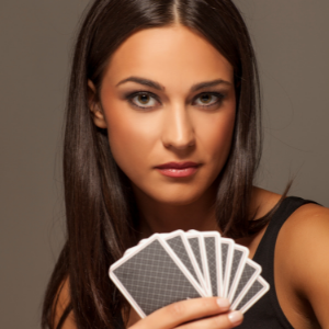 Woman Holding Cards