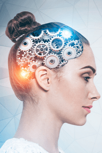 Woman with cogs in her head